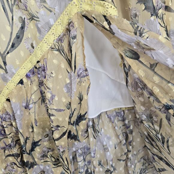 Hope & Ivy Maternity Midi Dress sz 16 Yellow Daisy Print Balloon Sleeve Drop Hem - Picture 7 of 16